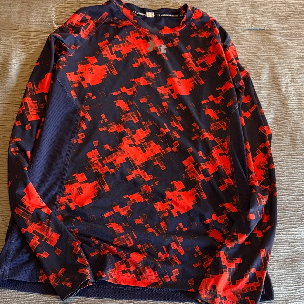 Under Armour Red and Black Camo Shirt